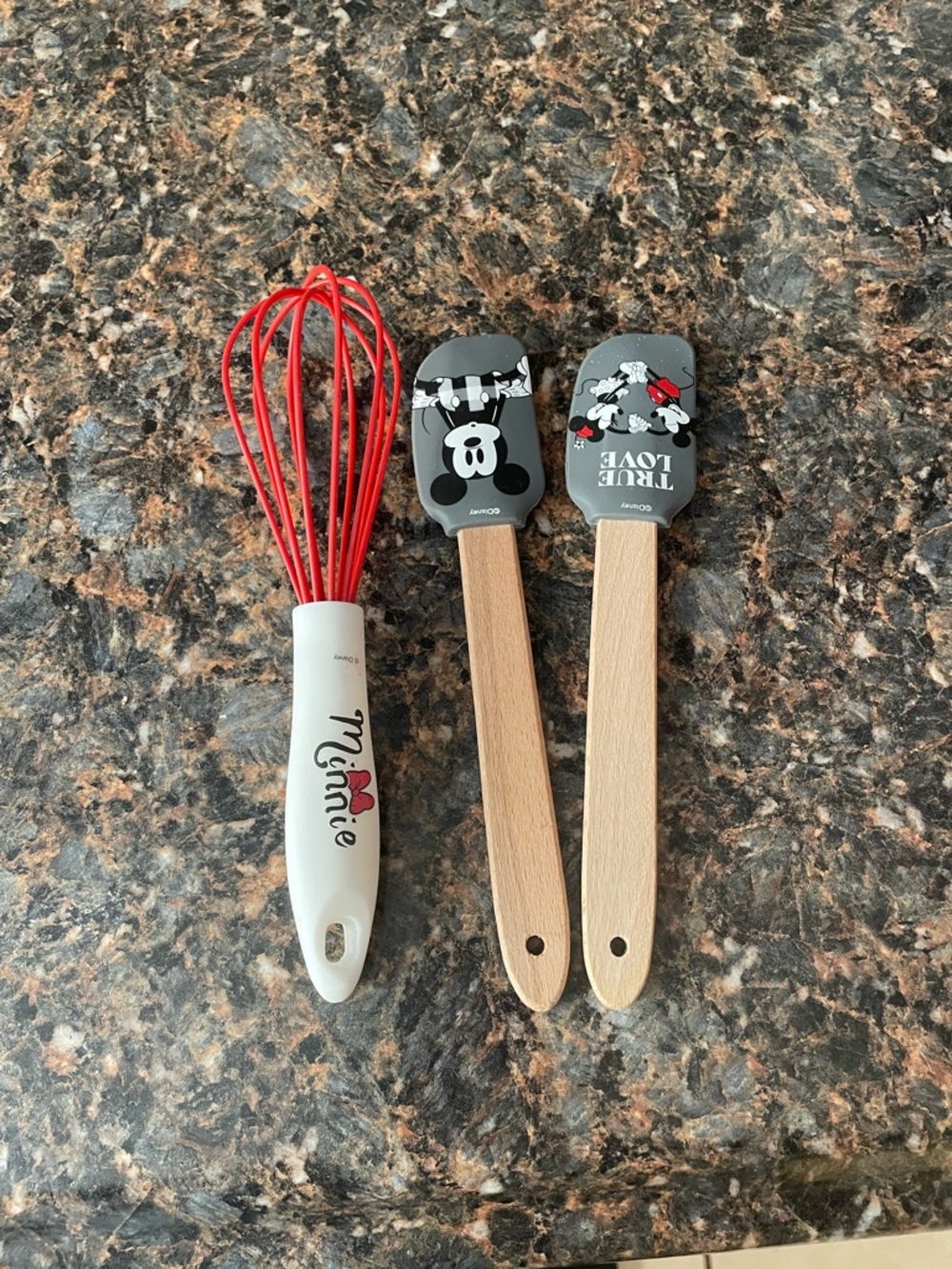 Mini Minnie Red Silicone Whisk + mini Mickey & Minnie Silicone Spatulas